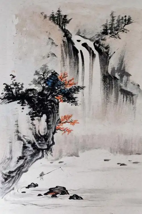 国画山水小品秋溪垂钓图绘画步骤详解