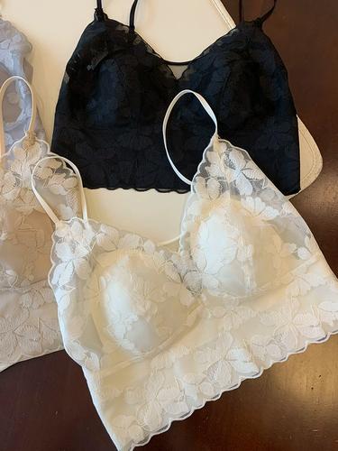 单穿内搭都巨美浪漫蕾丝 可调节肩带 立体绣花蕾丝文胸小吊带美背
