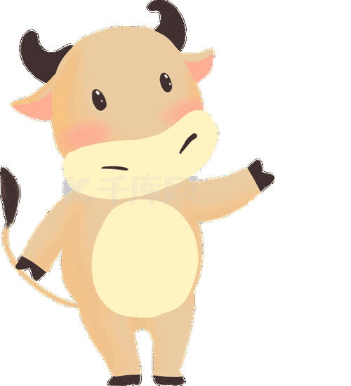 2021年q版可爱的小牛恭喜发财元宝多多