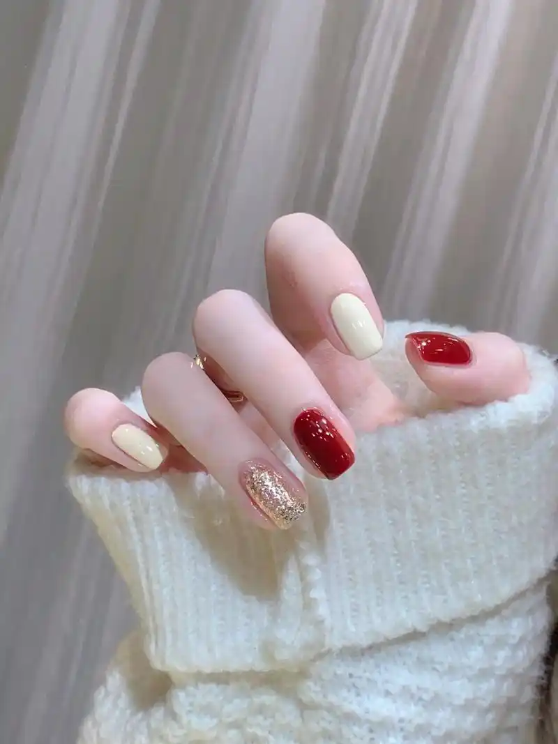 简约百搭焦糖色跳色美甲9799.超