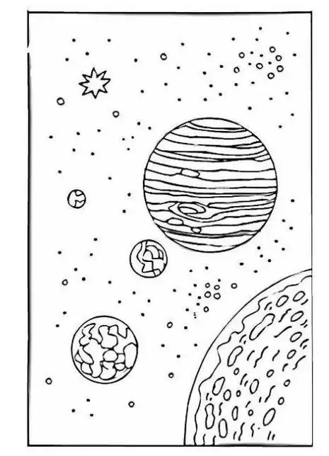简笔画神奇的未发现星系与未知行星科幻与恒星和其他元素探索宇宙惊人