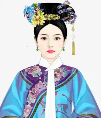 手绘清朝格格png素材透明免抠图片-卡通手绘