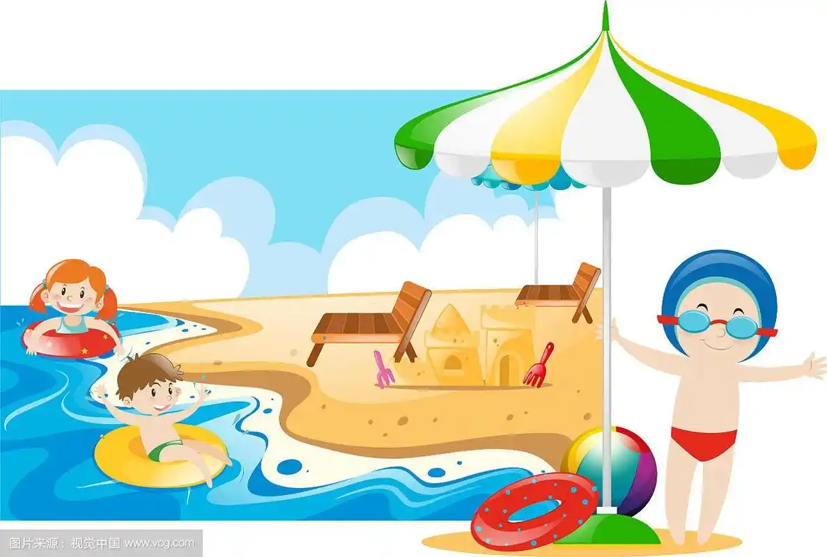 孩子们在海里游泳