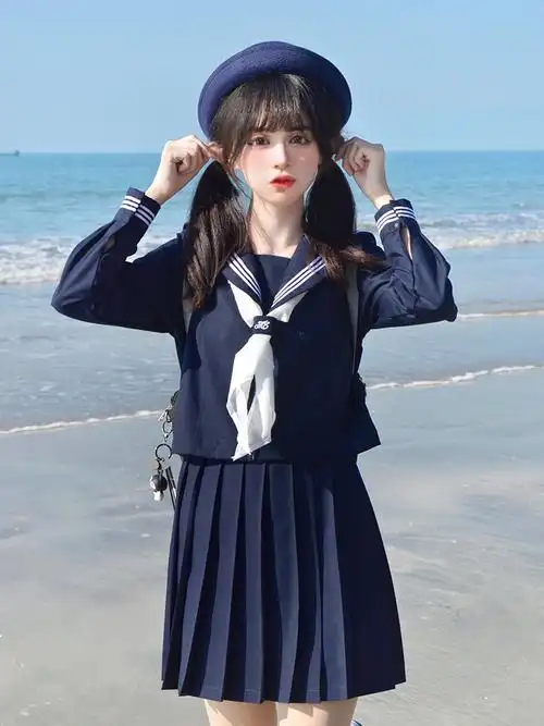 【精选好货】jk制服水手服冬季女绀三本基础款中间服长款冬服日系甜美