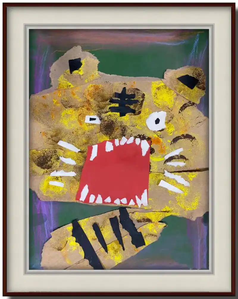 34岁创意撕贴画纸老虎