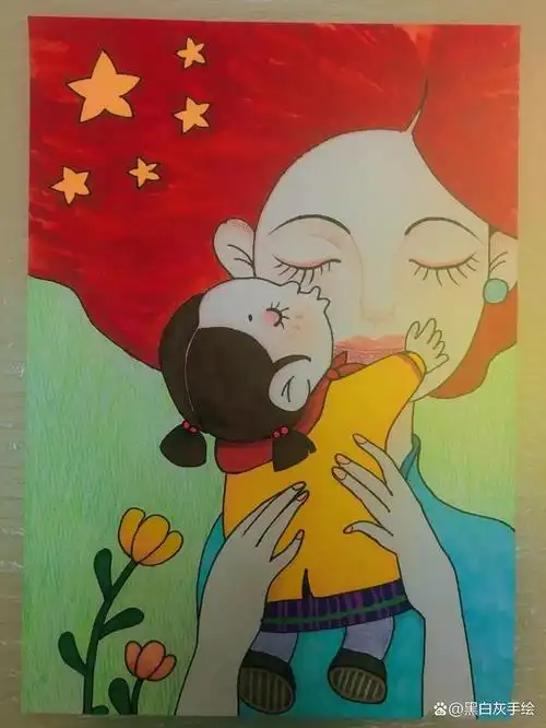 母爱是伟大的,画一张献给母亲的画儿