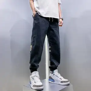 春夏牛仔裤男潮裤子韩版潮流休闲工装宽松男士哈伦裤a1211p40图片