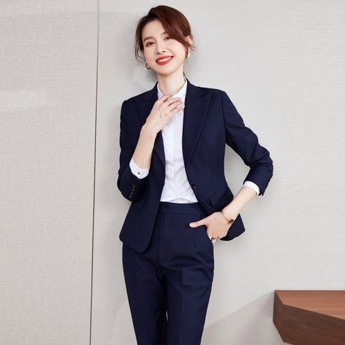 语森恋正装女职业套装西装女气质春前厅经理工作服正装面试女 藏青色