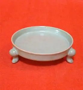 汝窑天青釉 三足笔洗 仿宋官窑古瓷器 古董古玩 收藏摆件.