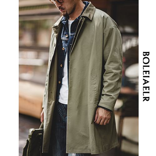 boleiaelr秋季新款好搭配全天候中长款风衣男士宽松大衣外套
