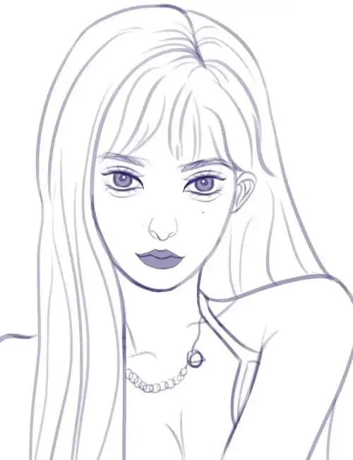 头像线稿练习_线稿_头像_p图_板绘_手绘板_少女线稿_素材_头像