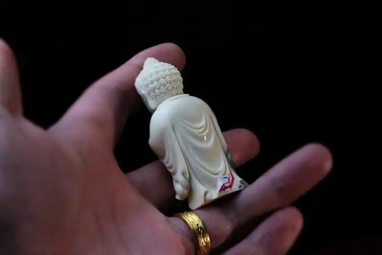 微韵猛犸牙雕摆件猛犸象牙大日如来阿弥陀佛小摆件手把件纯手工看实物