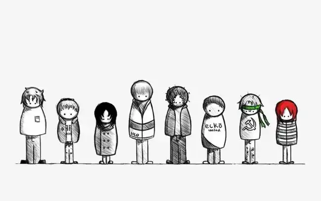 个性海报_八个孩子站成排png素材-90设计