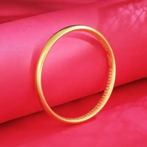 盛世金坊黄金手镯弧面古法心经999足金素圈实心手镯送老婆妈妈母亲节