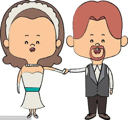 可爱的夫妻,丈夫,妻子穿着婚纱快乐