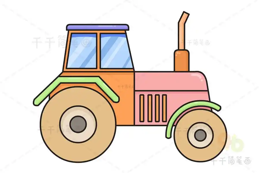 拖拉机简笔画步骤教程