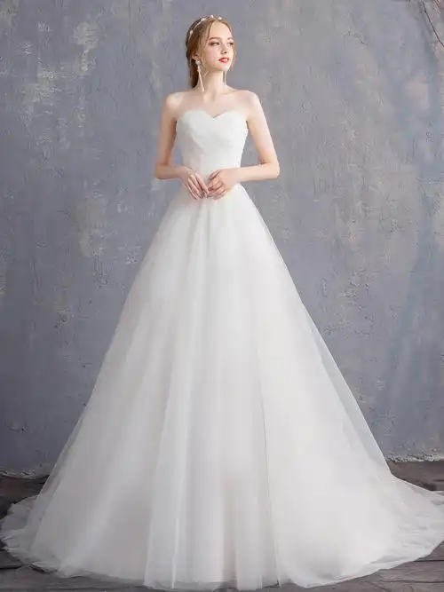 婚纱礼服2020新款法式新娘结婚抹胸森系简约抖音婚纱