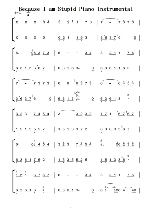 because i am stupid(原版)钢琴双手简谱 钢琴谱 钢琴简谱_word文档在