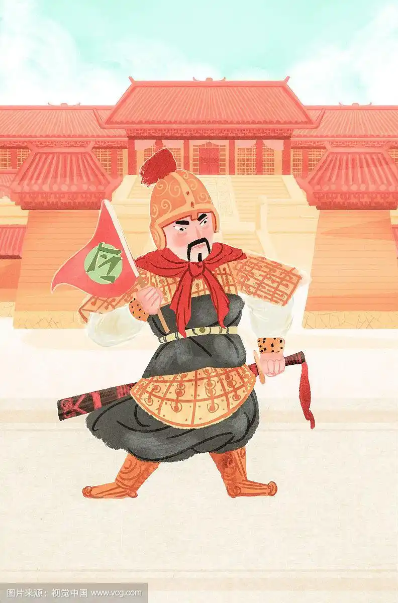 宫殿门前士兵插画