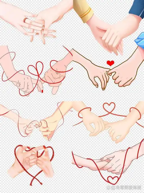 彩色手绘情侣牵手|情人节浪漫唯美免扣插画