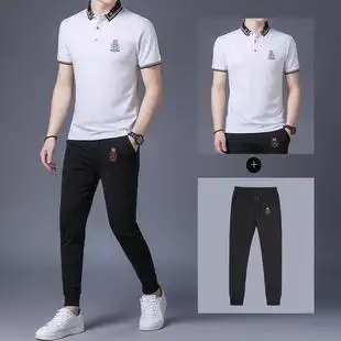 夏季冰丝短袖运动套装男中年宽松薄款男士成熟搭配帅气时尚休闲装