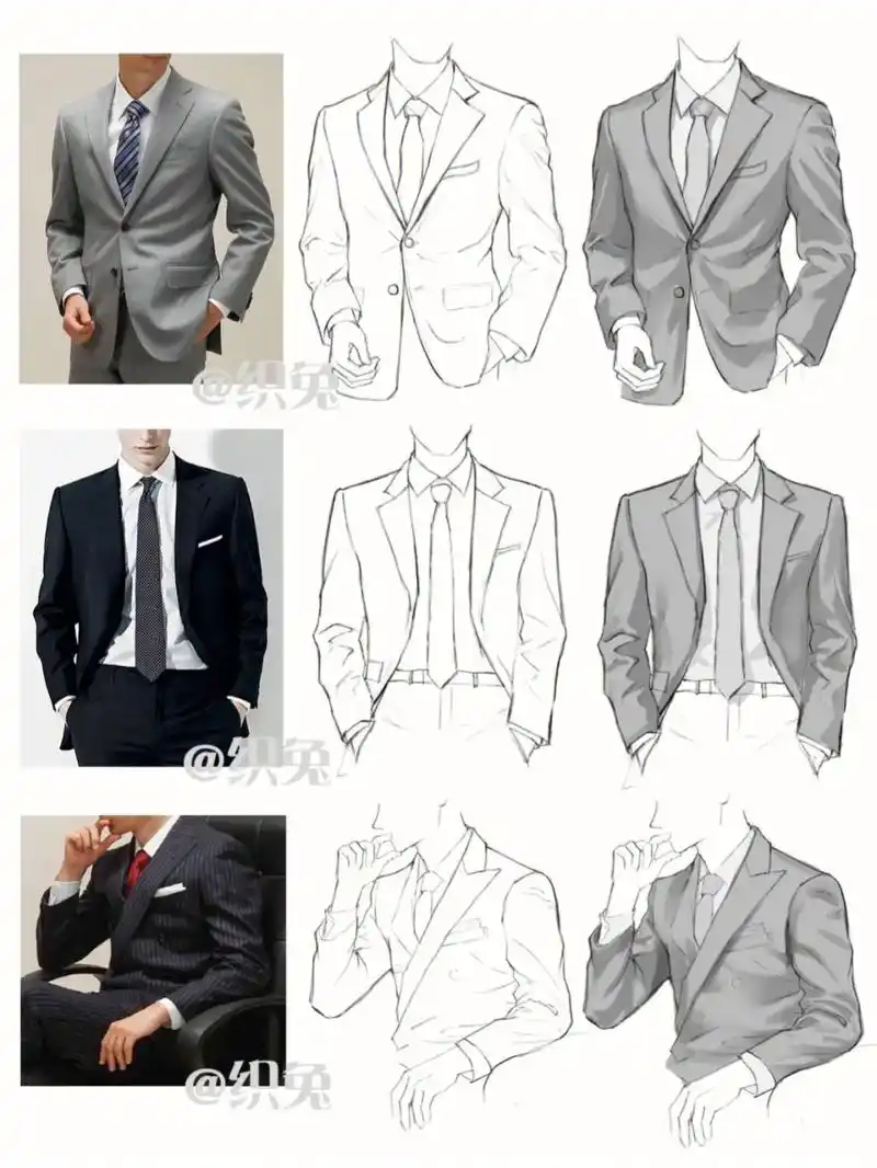 #有西服的画法 - 抖音