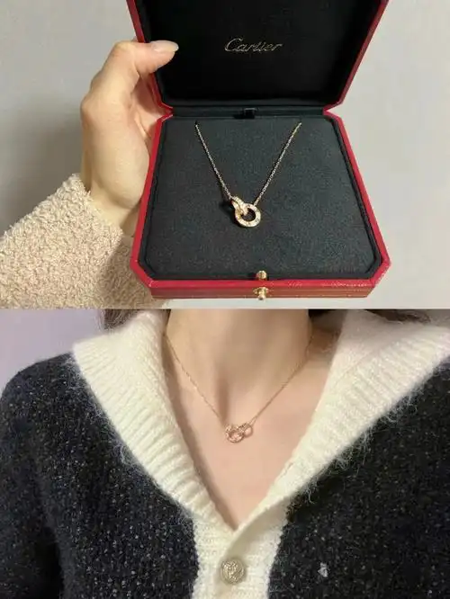 卡地亚双环满钻项链