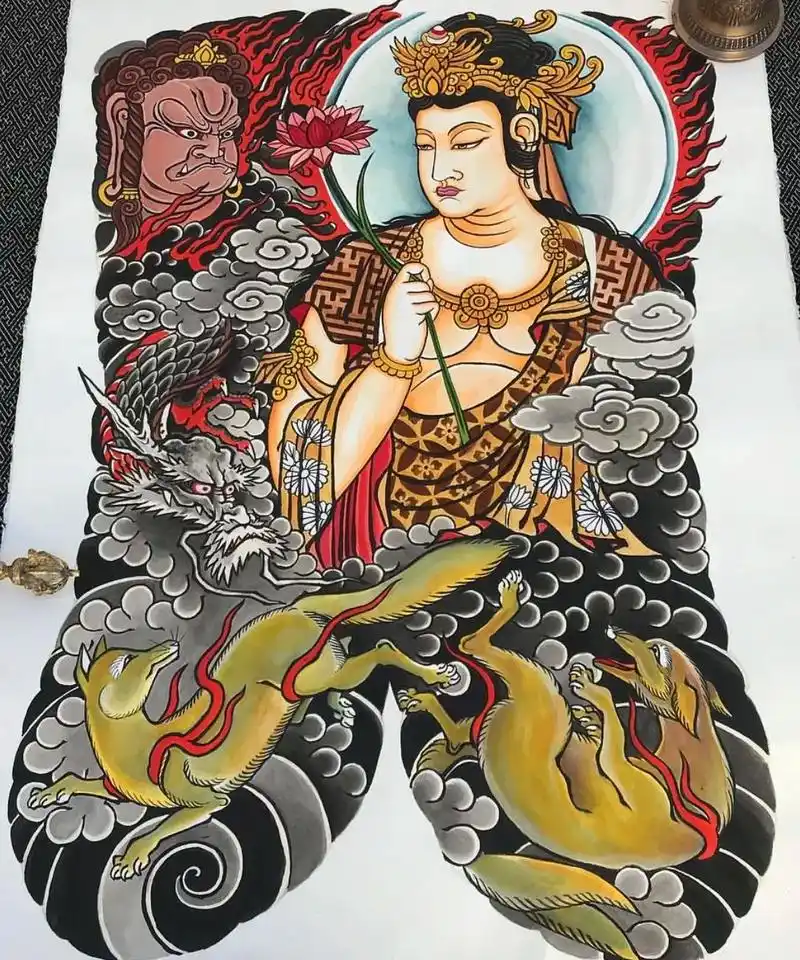 老传统人物题材满背可用参考#老传统纹身#纹身手稿#传统刺青# - 抖音