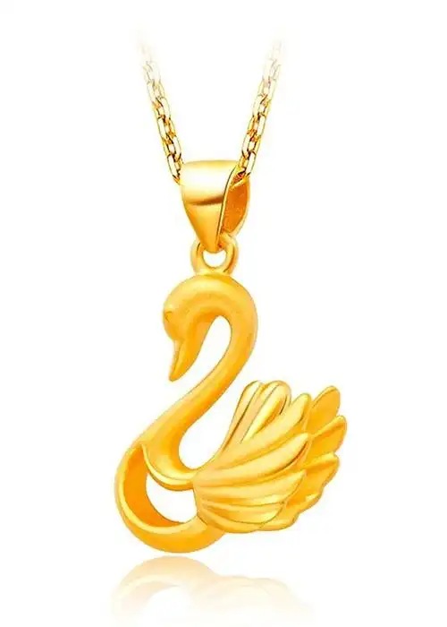 chowtaifook 周大福 光砂硬金优雅天鹅定价黄金吊坠 r10410