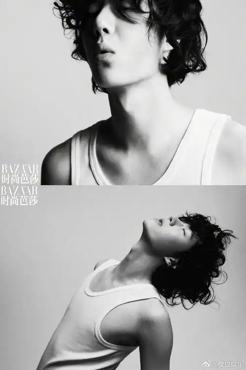 时尚芭莎 王一博##王一博卷毛吐舌##王一博时尚芭莎开年封面