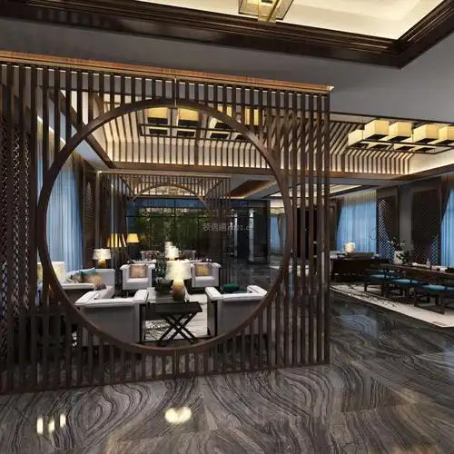 中式风格高档会所室内装修效果图