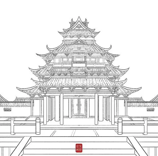 质感古风-夜景下的古建筑