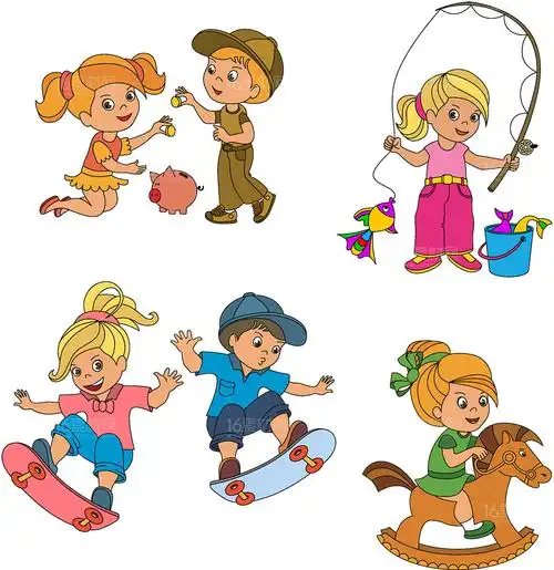可爱的卡通儿童人物矢量素材