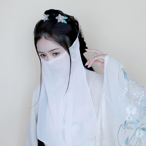 悦己容古风带流苏汉服面纱影视同款仙女侠女公主遮面帘[玉阑珊]