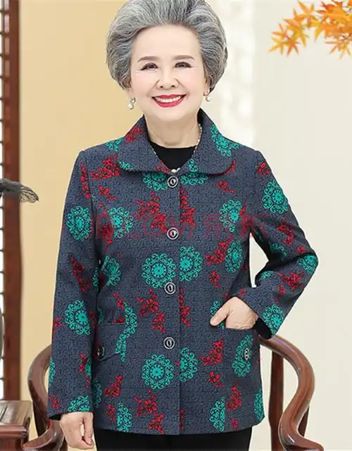 女装 中老年女装 富贵鸟(fuguiniao) 富贵鸟2021奶奶外套加绒60岁70中