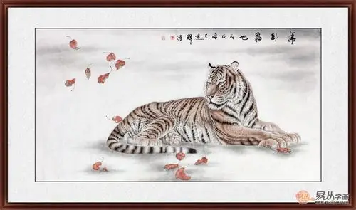 镇宅招财 王建辉六尺横幅动物画老虎图《虎卧福地》