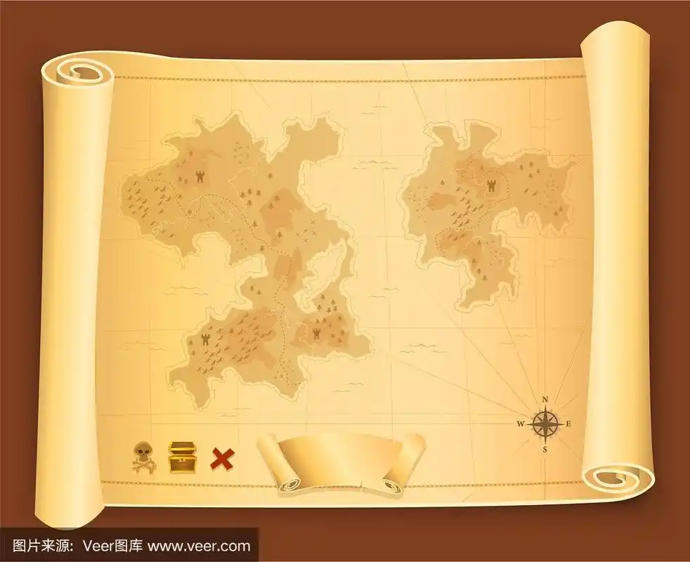 羊皮纸卷轴上的藏宝图