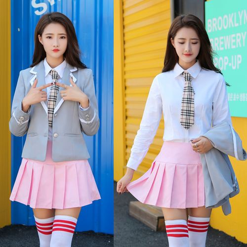 日韩校服修身打歌服 英伦班服西装套装百褶裙 - 若熙服装设计工作室