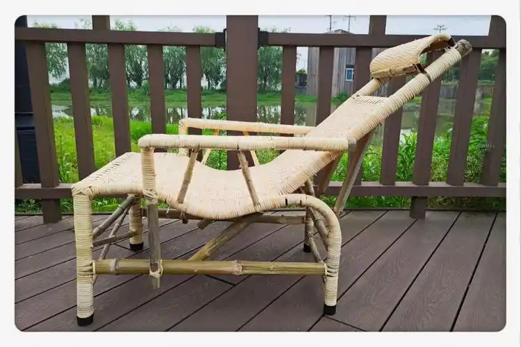 藤椅办公椅躺椅藤椅单人老式老人躺椅办公午休靠背椅竹椅子懒人休闲椅