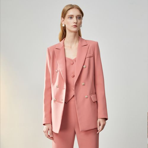 anmani恩曼琳24春新品职业通勤气质粉色西装外套女