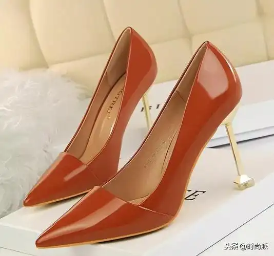 欧美风时尚简约高跟鞋细跟高跟漆皮单鞋