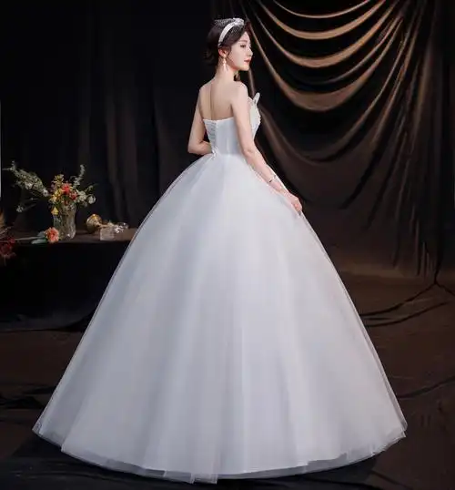 抹胸婚纱礼服2106新款法式新娘女简约森系批发梦幻齐地气质轻