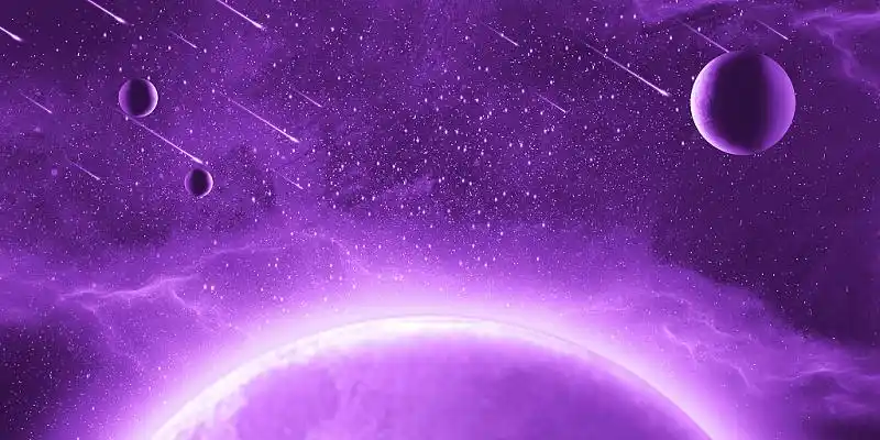 太空梦幻探索星空展板背景紫色平面风格吃货全场五折购节日优惠店铺首