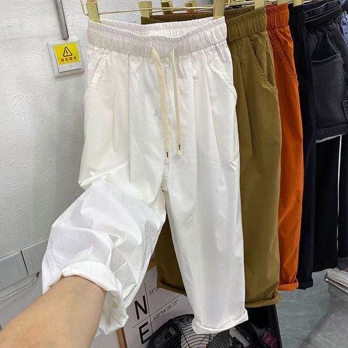 乐拓健花裤子女裤夏季超薄款弹力直筒哈伦裤夏季薄款九分萝卜裤夏