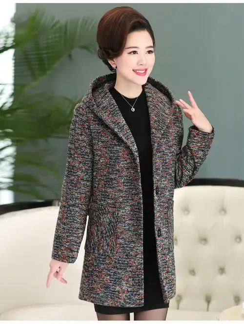 妈妈秋装外套女2017冬装40-50岁新款中老年人女装风衣长袖中长款