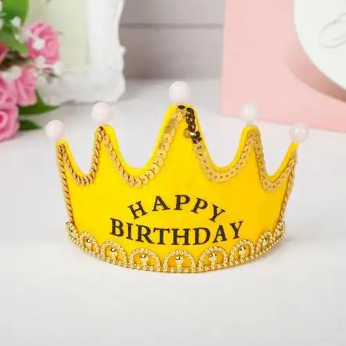 成人儿童通用生日帽发光皇冠派对帽宝宝周岁创意生日帽子装饰用品生日