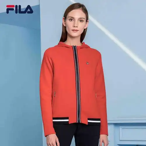 泰富七楼fila斐乐女外套2018春季新款针织连帽外套优雅简约上衣外套女