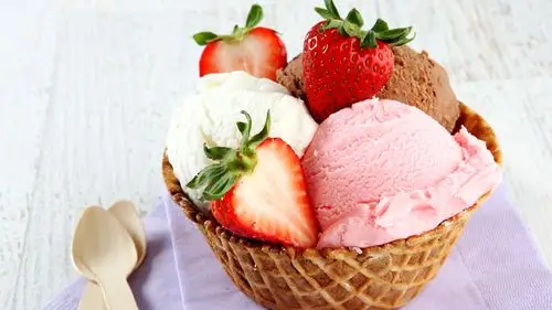 冰淇淋,草莓,甜点 4k