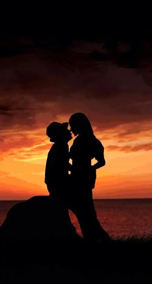 黄昏落日情侣唯美浪漫iphone苹果手机壁纸_爱情_手机壁纸下载_美桌网