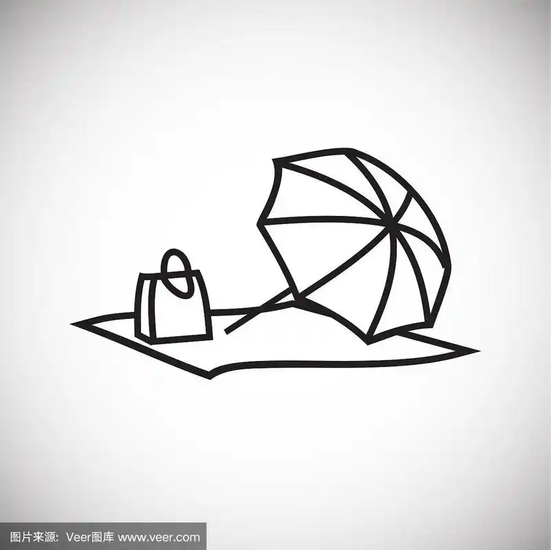 细的,分界线,海滩遮阳伞,白色背景,自然